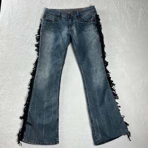 Western Fringe Bootcut Jeans Cowgirl Festival Embroidered Size 11/12